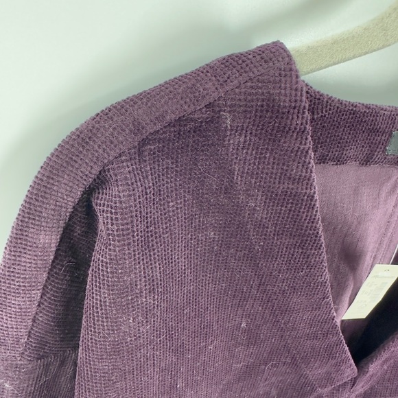 Madewell Waffle Knit Relaxed V-Neck Top Womens Size M Black Iris Plum Casual NWT - Picture 2 of 10